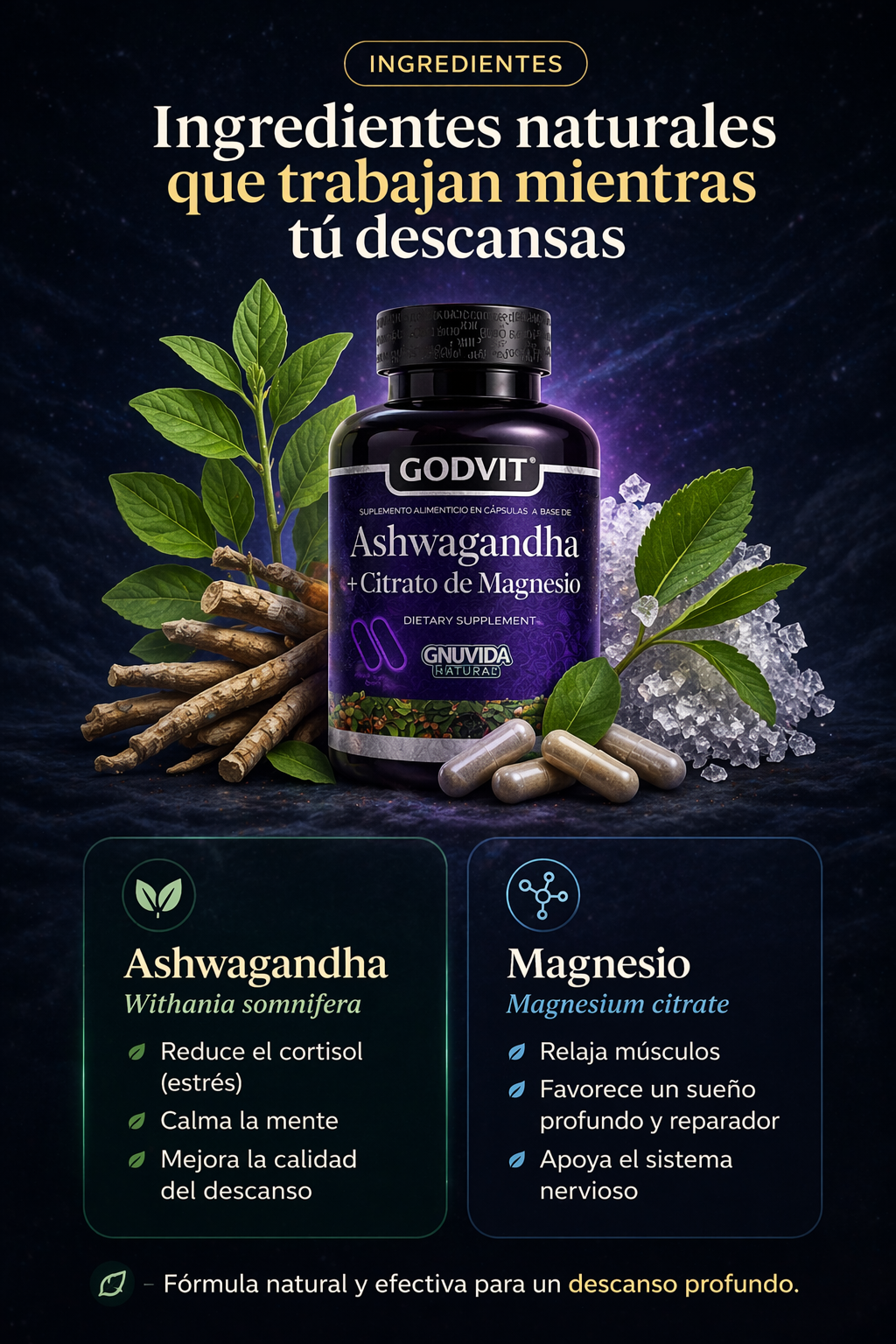 Suplemento Ashwagandha con Magnesio Godvit®