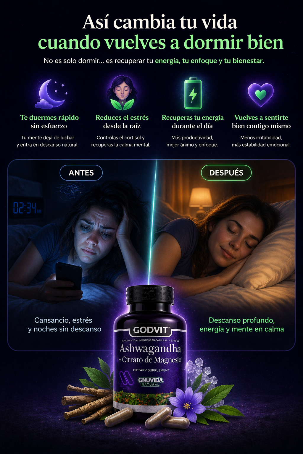 Suplemento Ashwagandha con Magnesio Godvit®