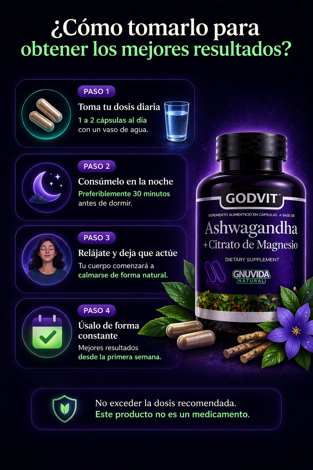 Suplemento Ashwagandha con Magnesio Godvit®