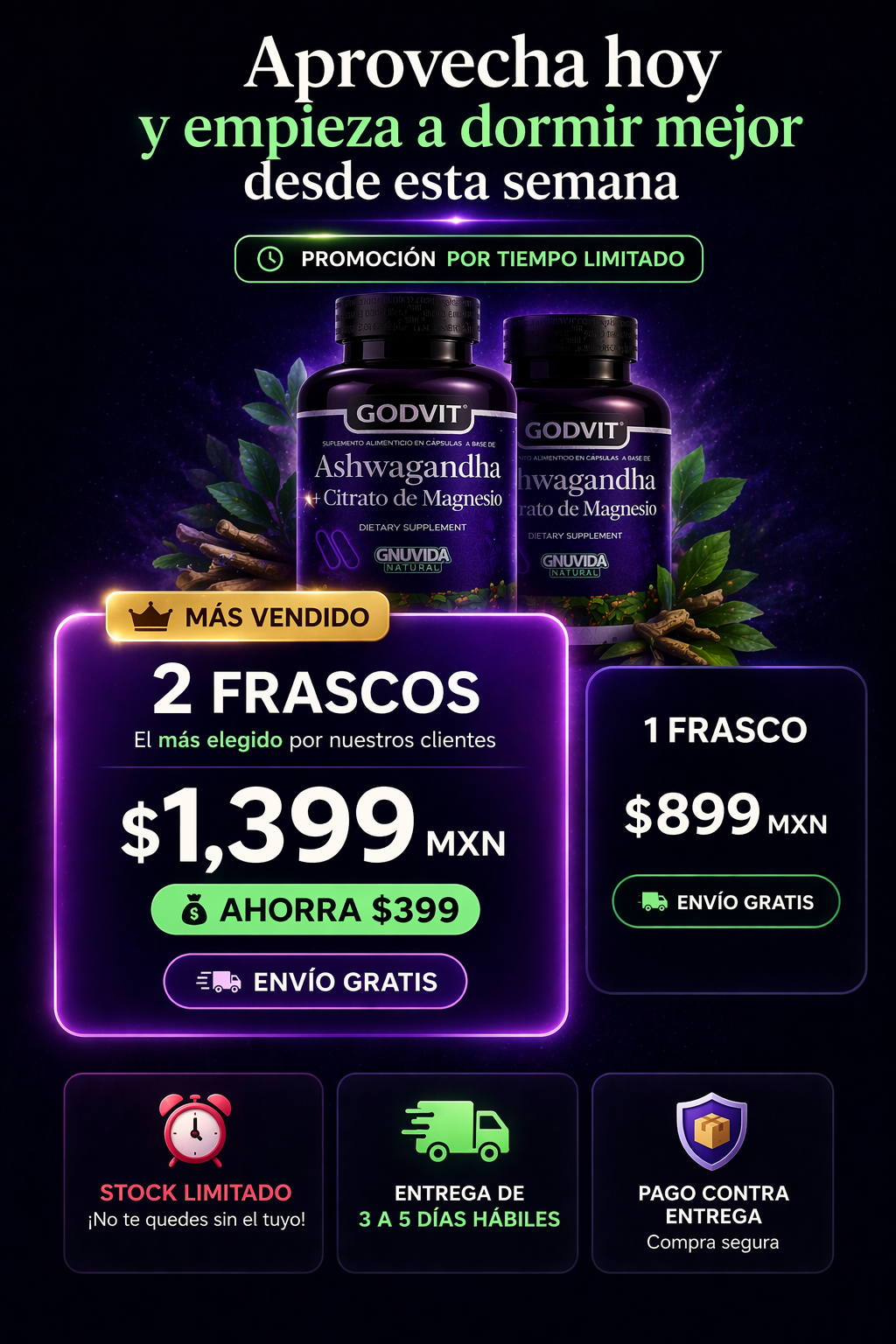 Suplemento Ashwagandha con Magnesio Godvit®