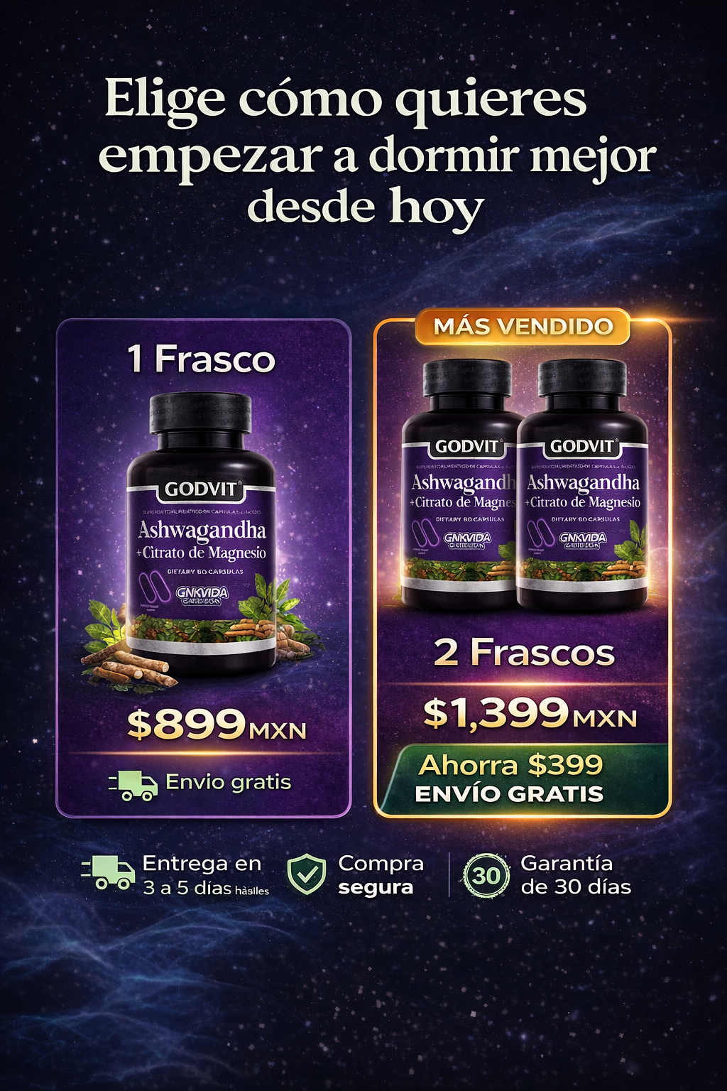 Suplemento Ashwagandha con Magnesio Godvit®